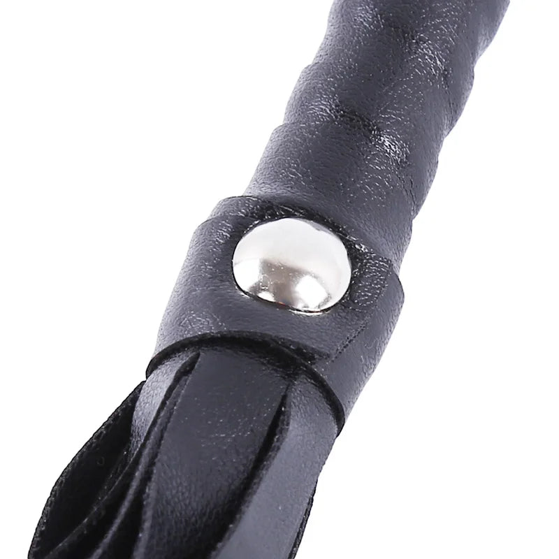 40cm PU Leather Flogger Handcuffs Queen Whip