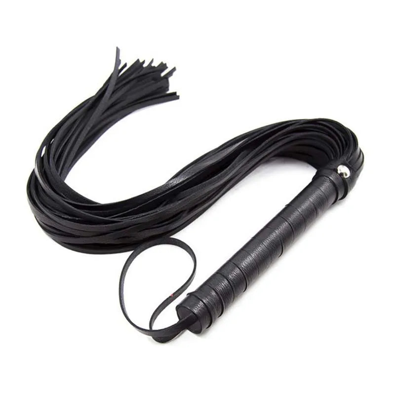 40cm PU Leather Flogger Handcuffs Queen Whip