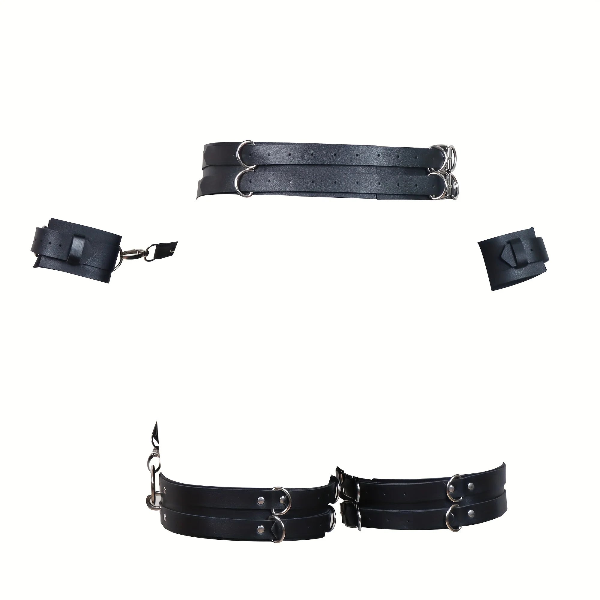 Band PU Leather Women Wide Belt with Handcuffs