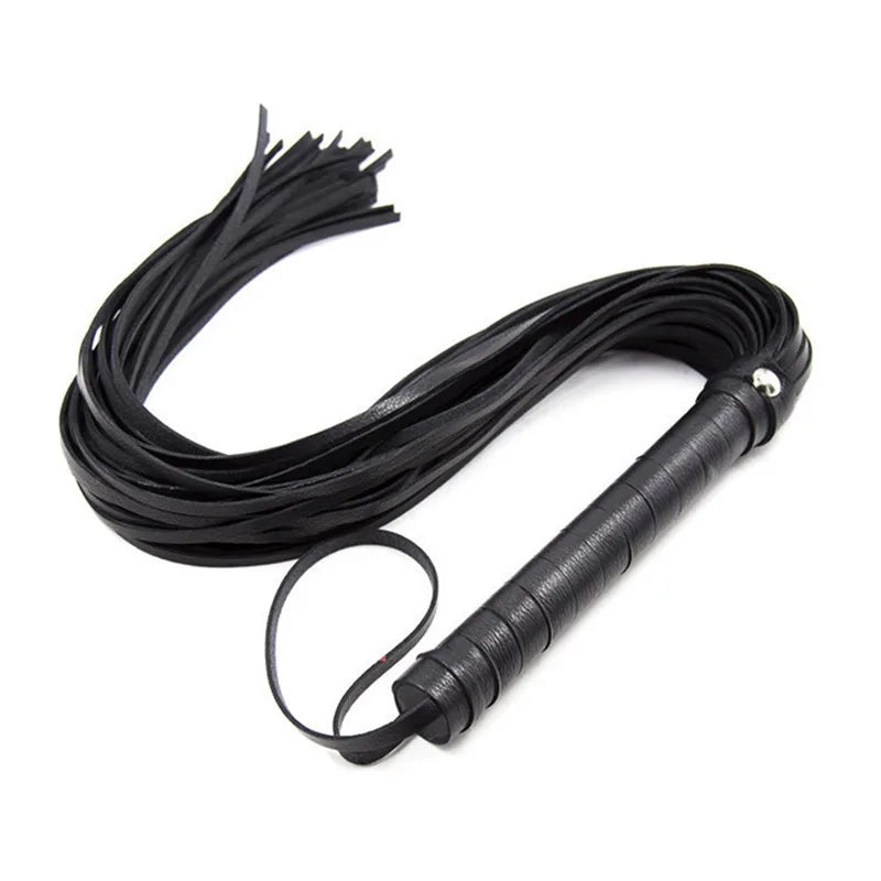 Genuine Leather Tassel Handle Flogger Equestrian Whips