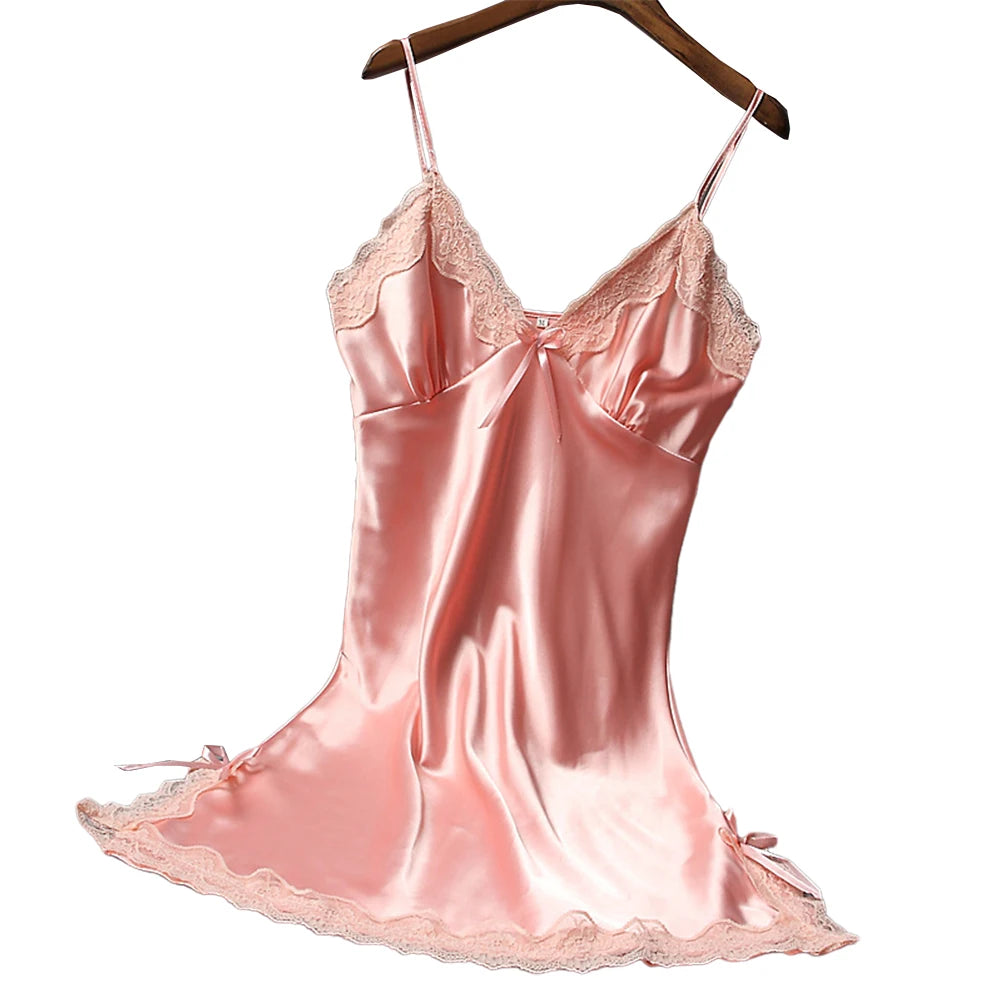 Summer Satin Lace Sleepwear Nightdress