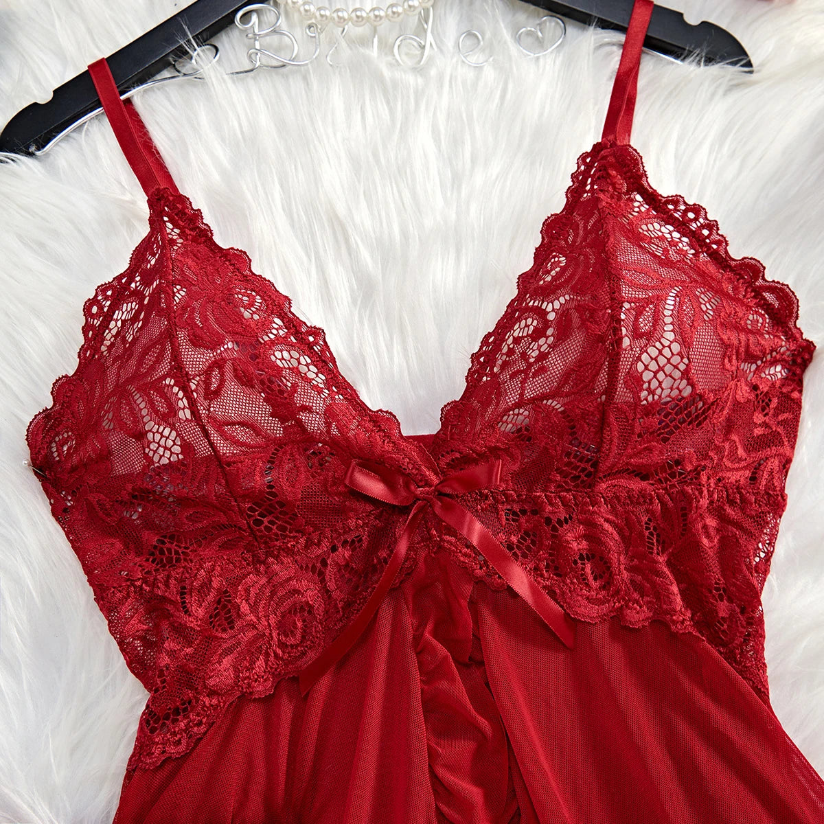 Transparent red see-through sexy lingerie