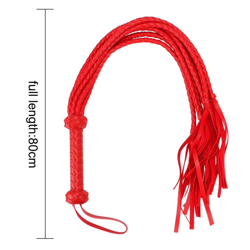 Genuine Leather Tassel Handle Flogger Equestrian Whips