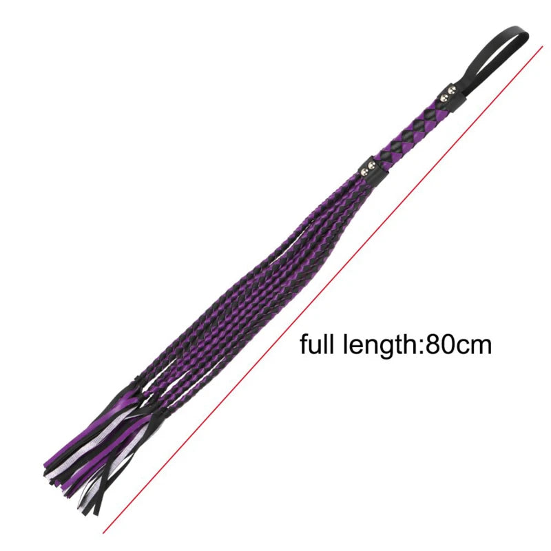 Genuine Leather Tassel Handle Flogger Equestrian Whips