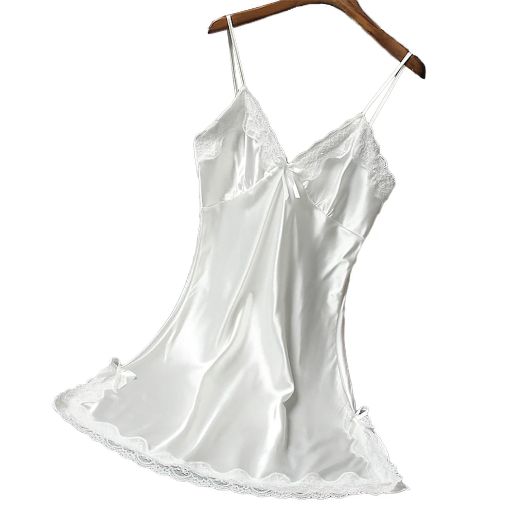 Summer Satin Lace Sleepwear Nightdress