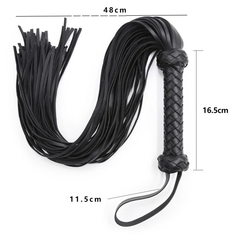 Genuine Leather Tassel Handle Flogger Equestrian Whips