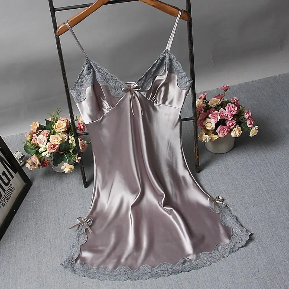 Sexy Lace Silk Nighty Sleepwear