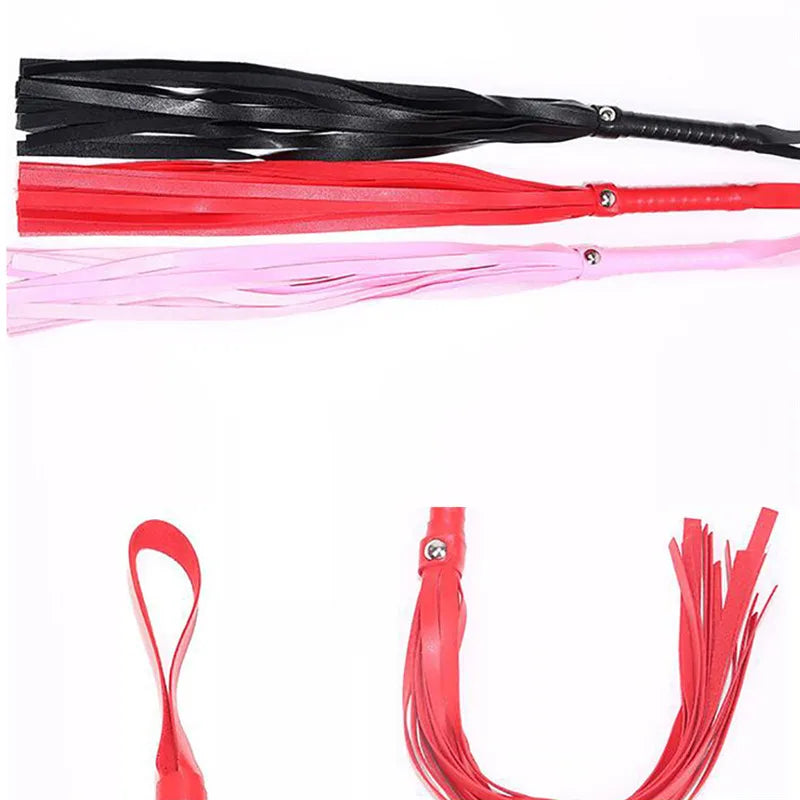 40cm PU Leather Flogger Handcuffs Queen Whip