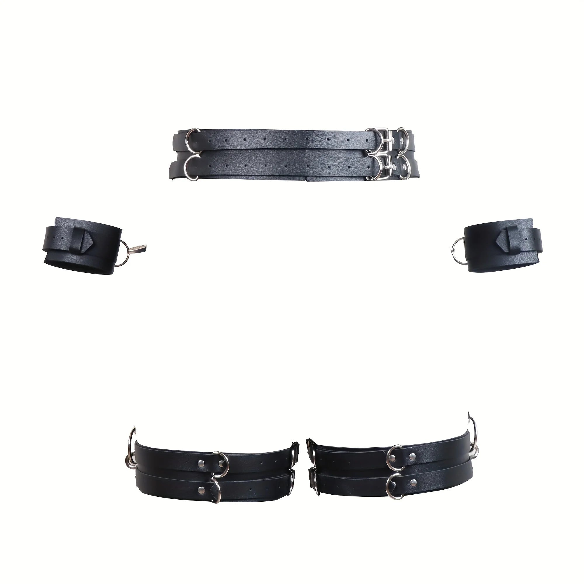 Band PU Leather Women Wide Belt with Handcuffs